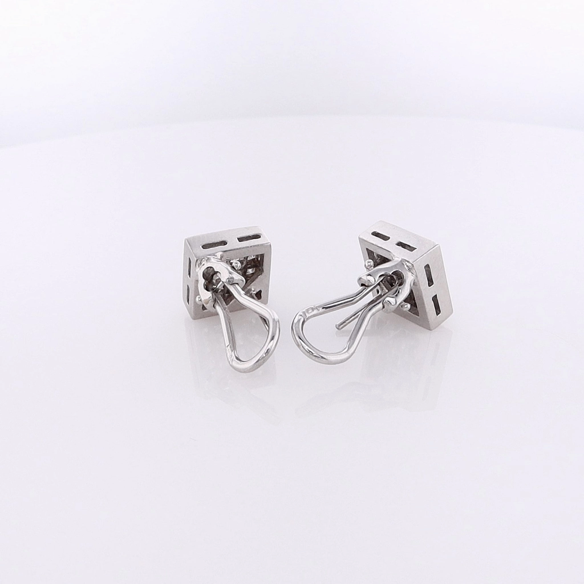 Estate 18 Karat White Gold Diamond Earrings