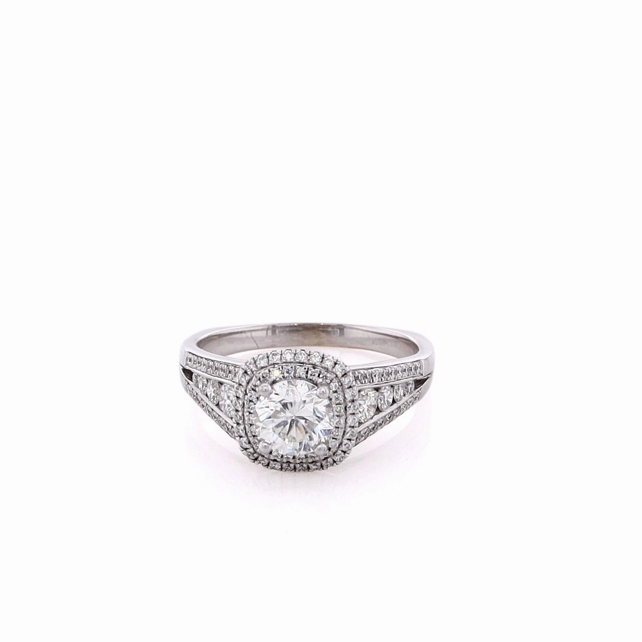 Estate 18 Karat White Gold Diamond Engagement Ring
