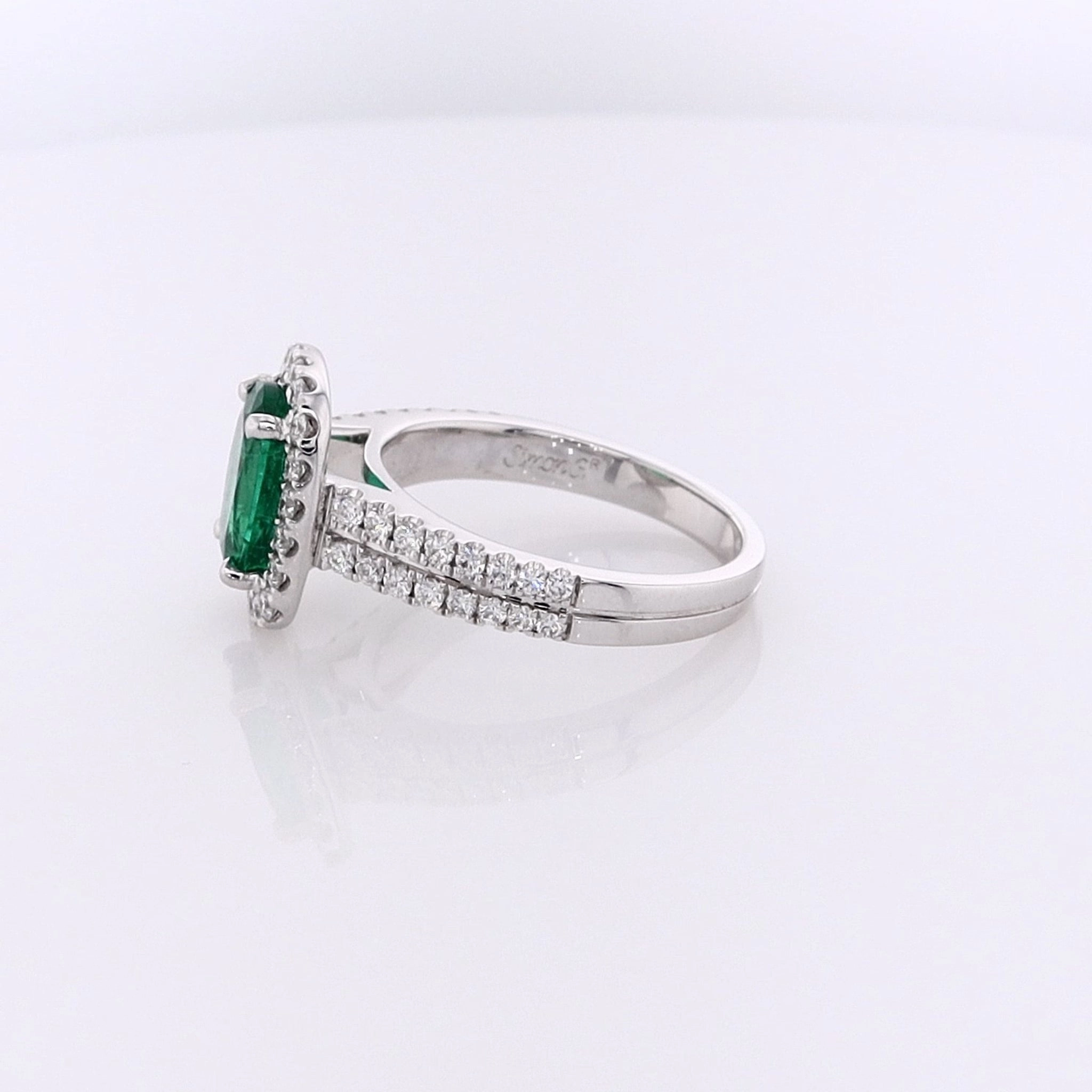 Estate 18 Karat White Gold Emerald and Diamond Ring