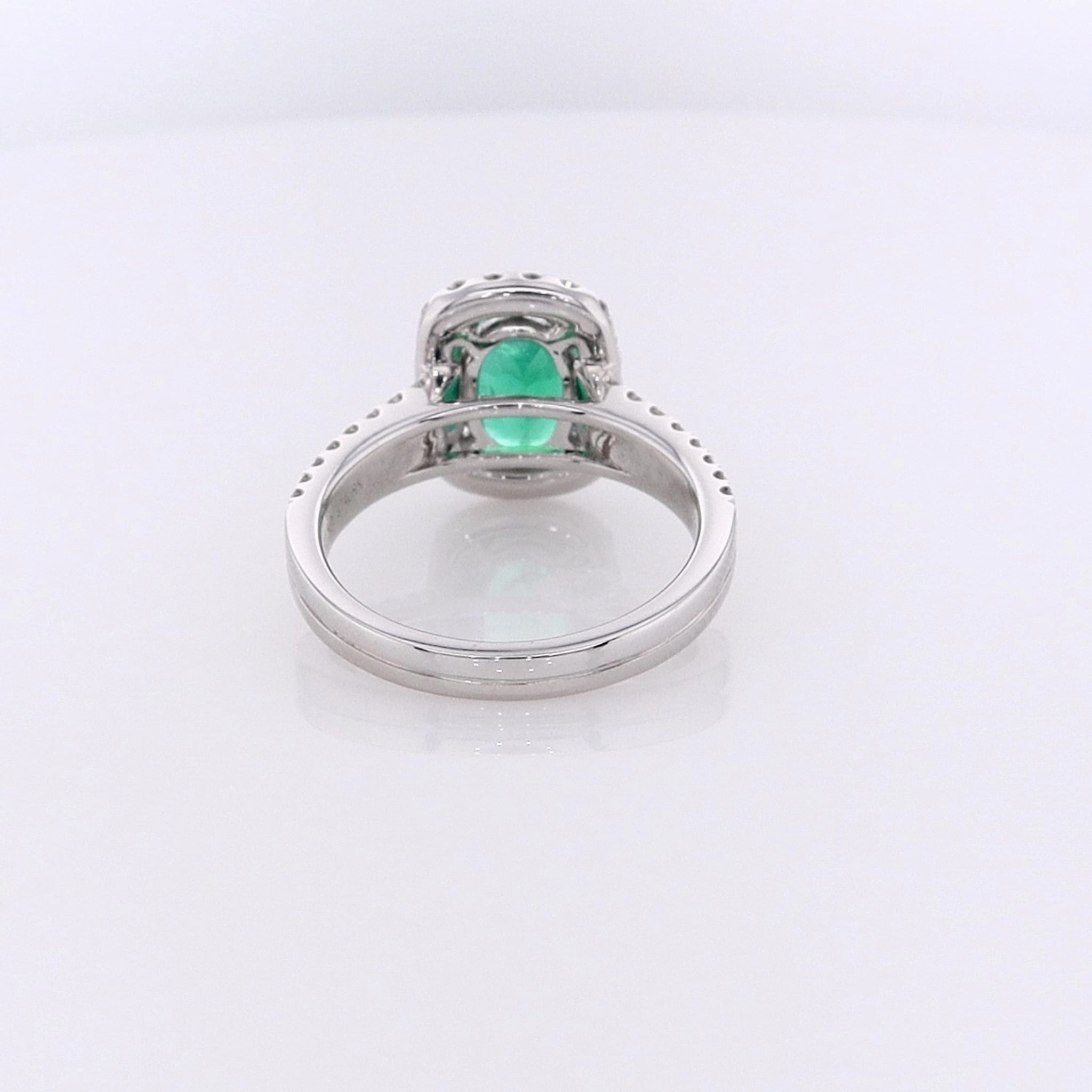 Estate 18 Karat White Gold Emerald and Diamond Ring