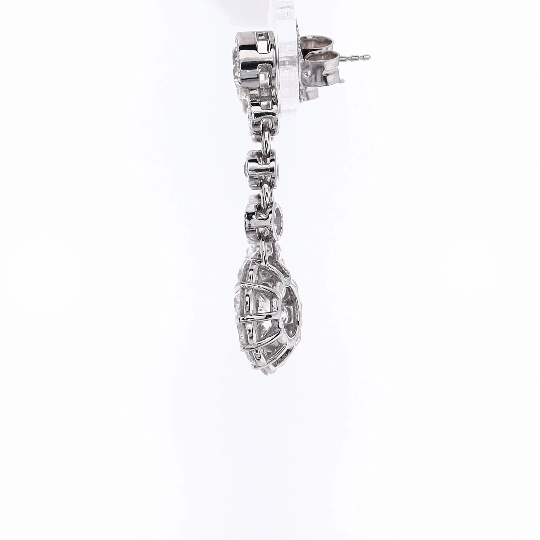 Estate 18 Karat White Gold Milgrain Dangle Diamond Earrings
