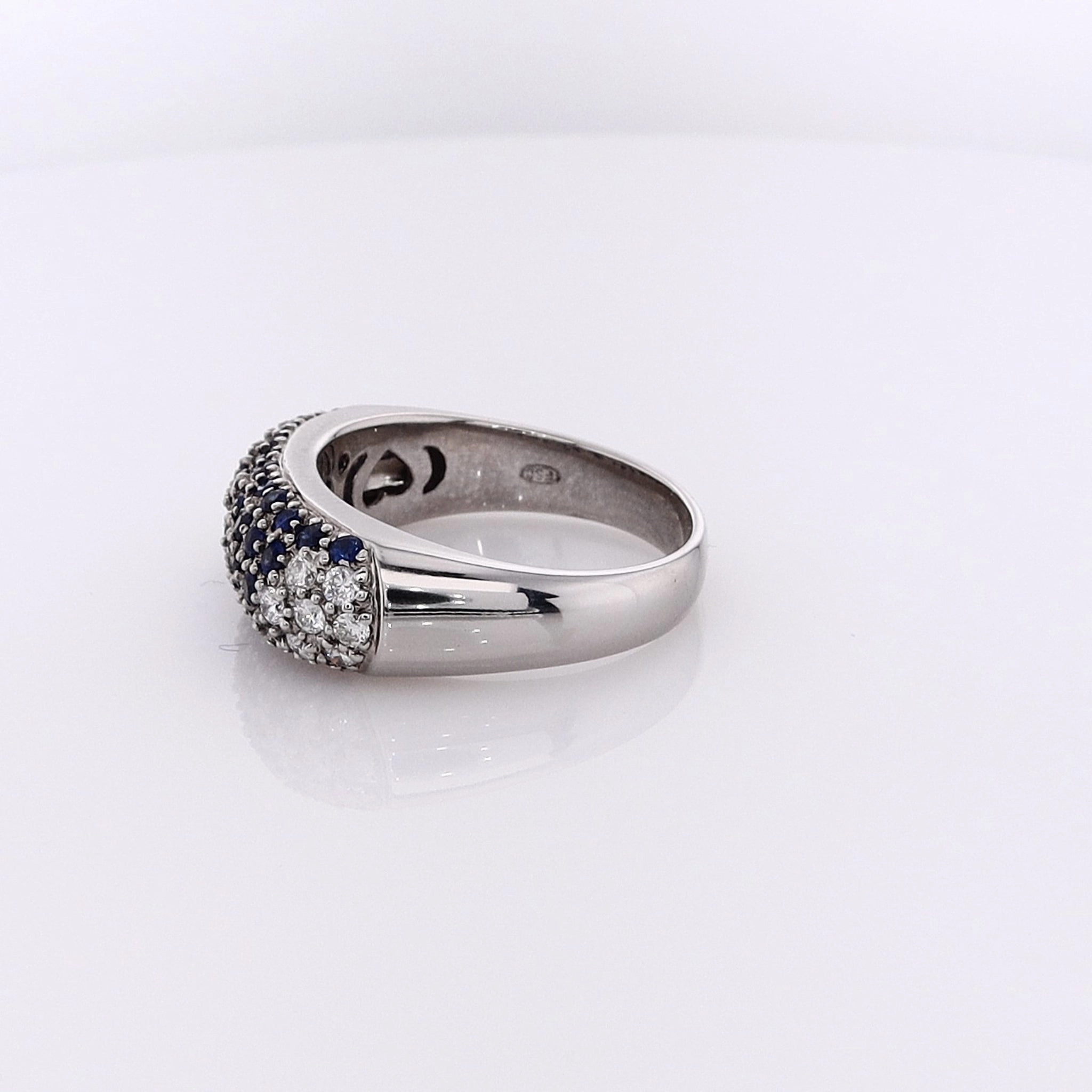 Estate 18 Karat White Gold  Sapphire and Diamond Ring
