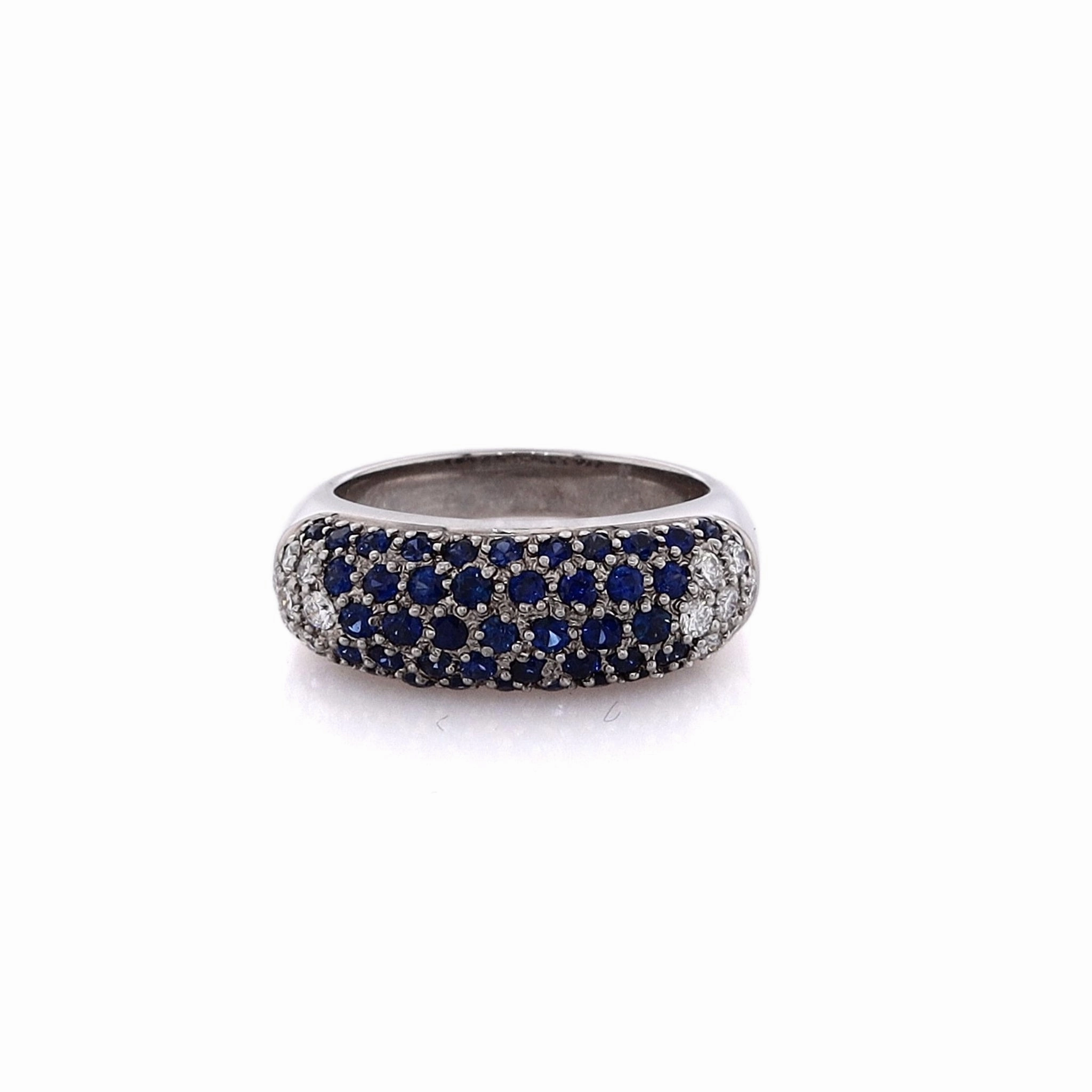 Estate 18 Karat White Gold  Sapphire and Diamond Ring