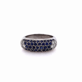 Estate 18 Karat White Gold  Sapphire and Diamond Ring