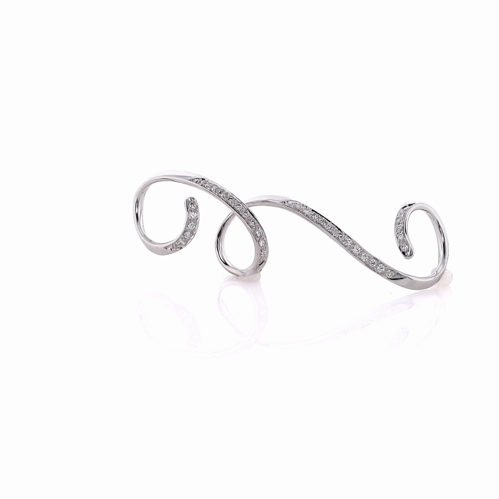 Estate 18 Karat White Gold Swirl Design Diamond Slide Enhancer Slide