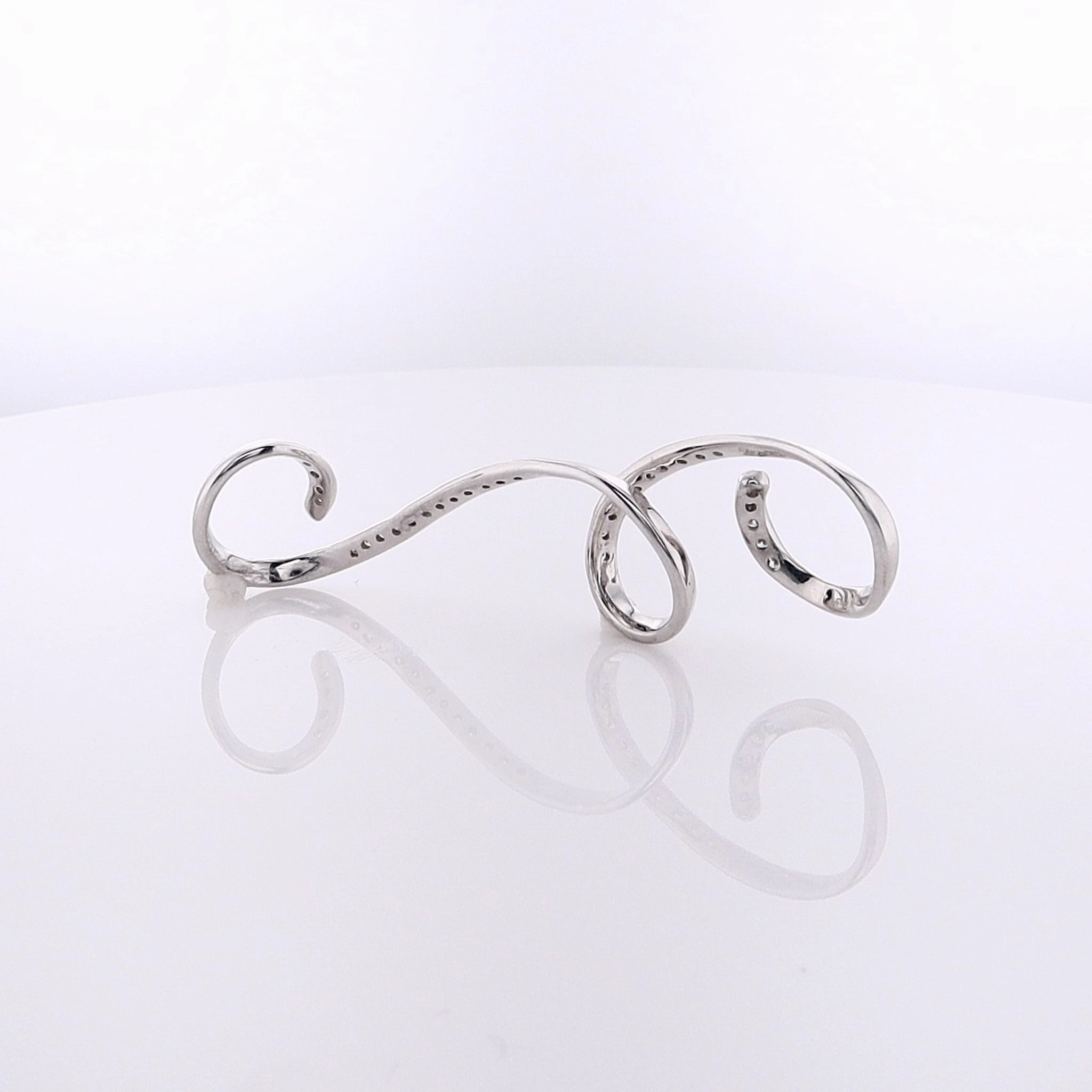 Estate 18 Karat White Gold Swirl Design Diamond Slide Enhancer Slide