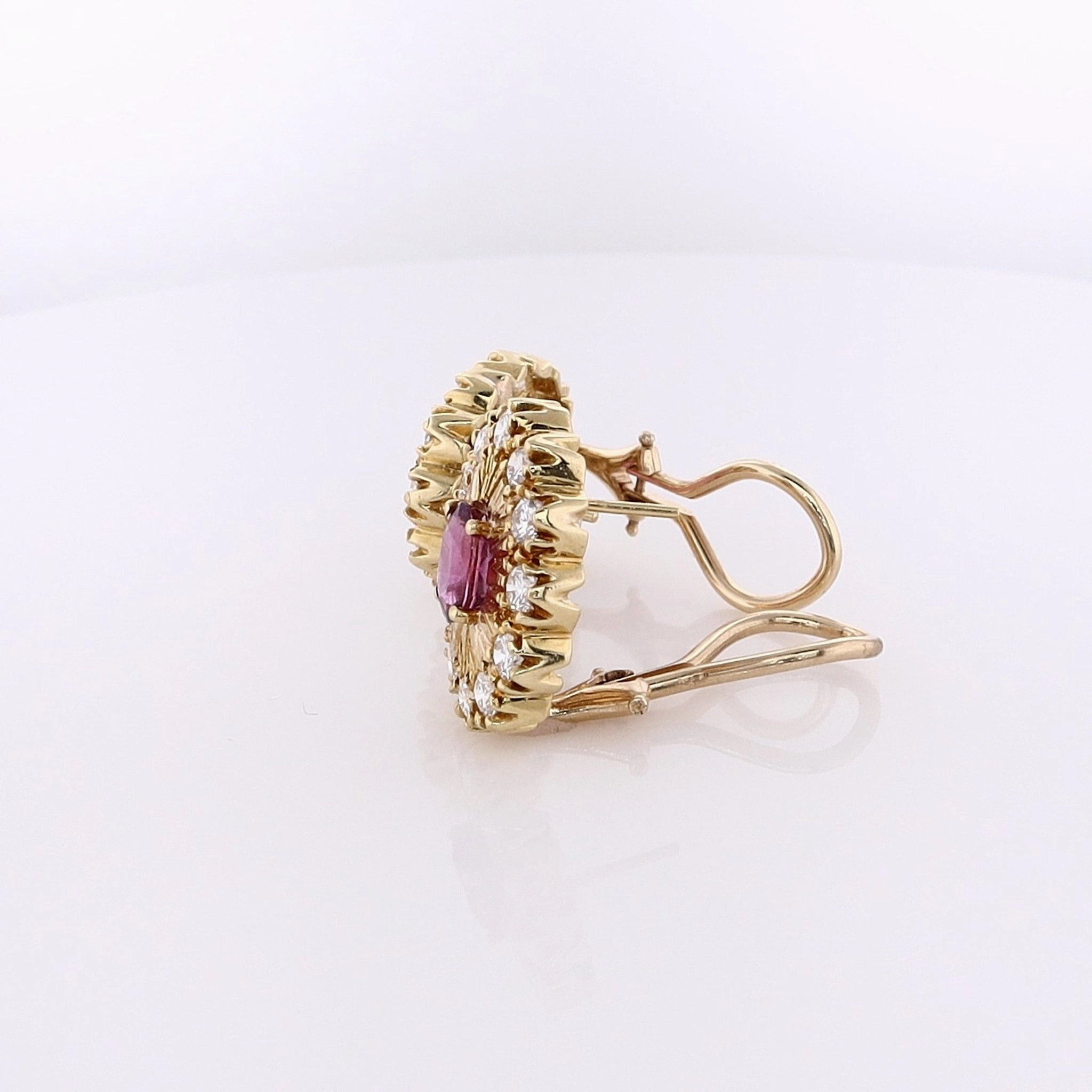 Estate 18 Karat Yellow Gold Sapphire and Diamond Omega Back Earrings
