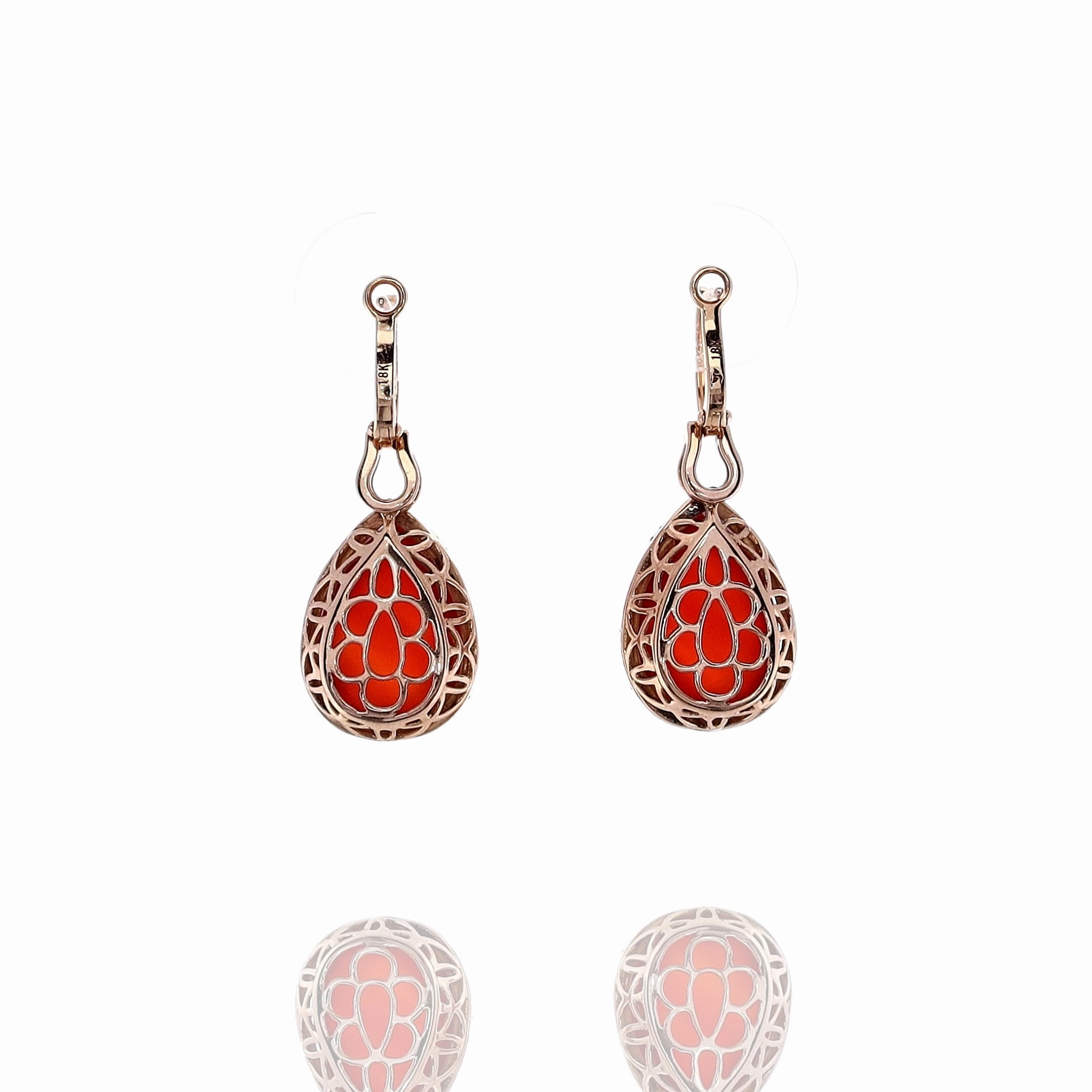 Estate 18k Rose Gold Quartz Doublets Diamond and Black Diamond Post Earrings