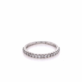 Estate 18k White Gold FlyerFit Micropave Diamond Wedding Band