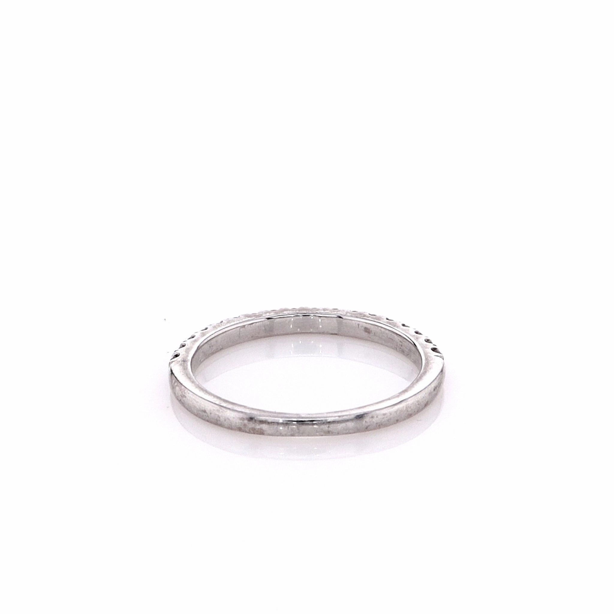 Estate 18k White Gold FlyerFit Micropave Diamond Wedding Band