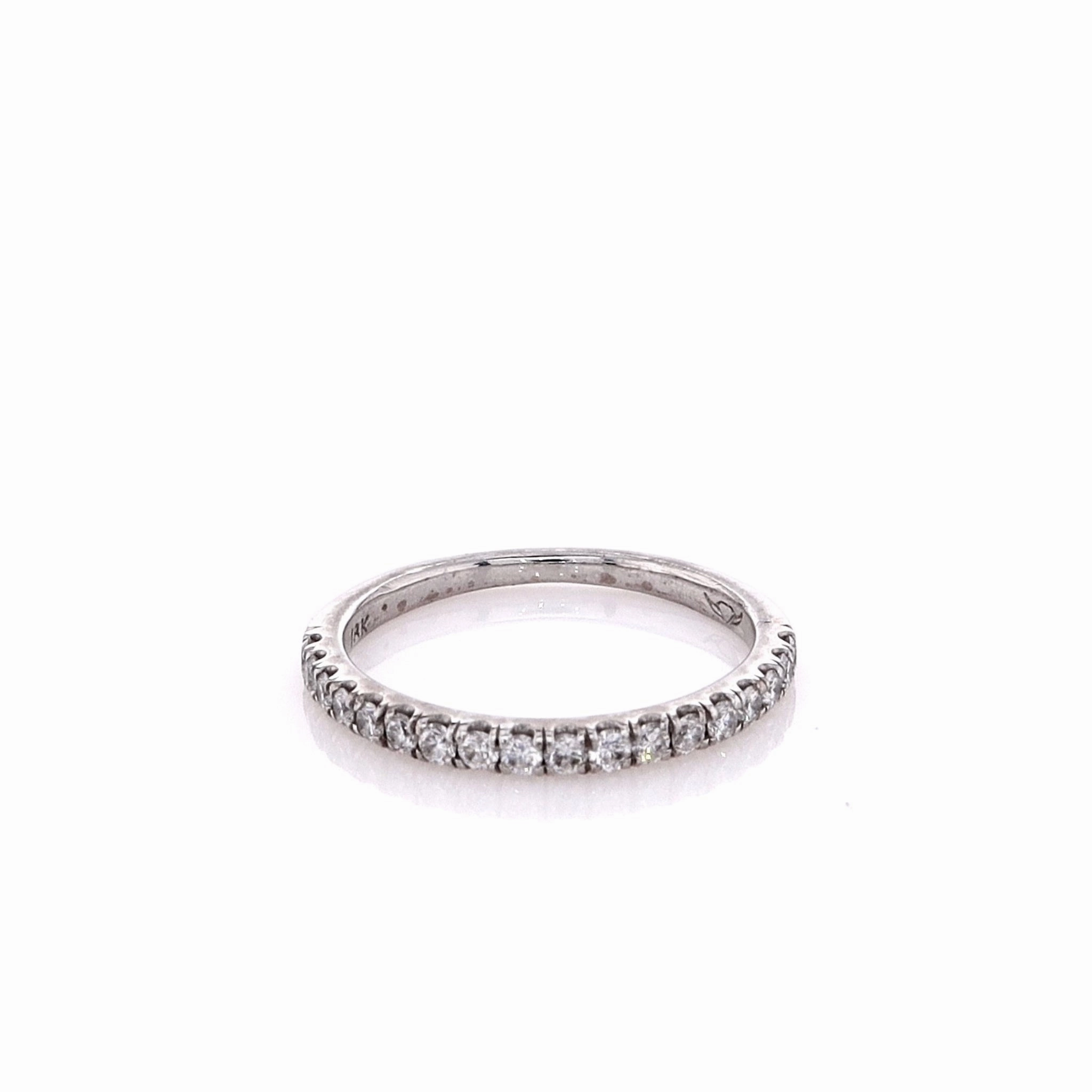 Estate 18k White Gold FlyerFit Micropave Diamond Wedding Band