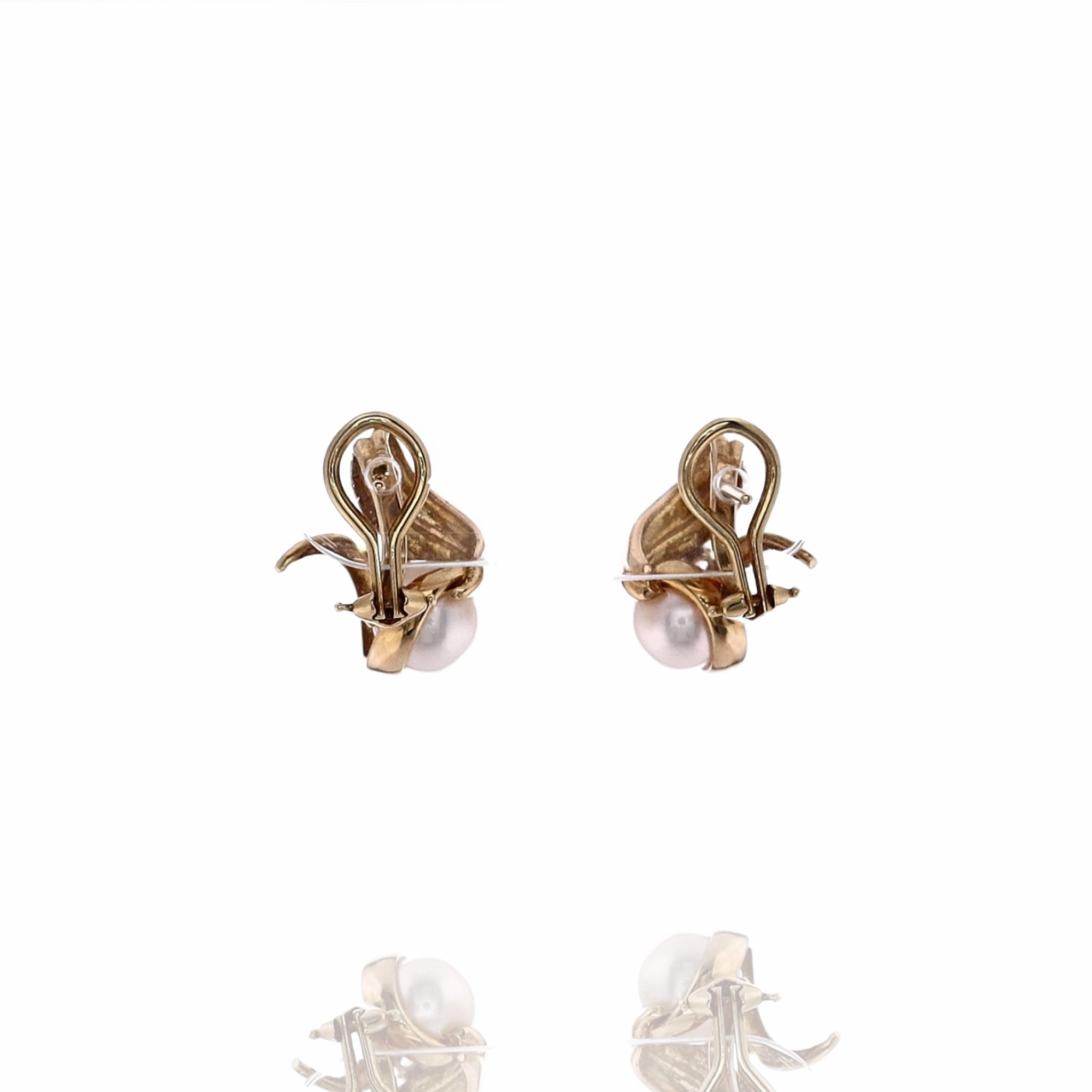 Estate 18k Yellow Gold Cultured Pearl Diamond Pierced/Clip-On Earrings
