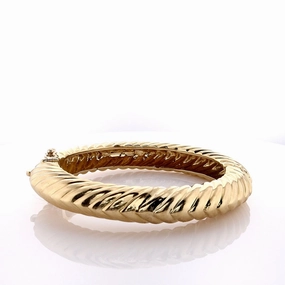 Estate 18k Yellow Gold Polished Rib Design Bangle Bracelet