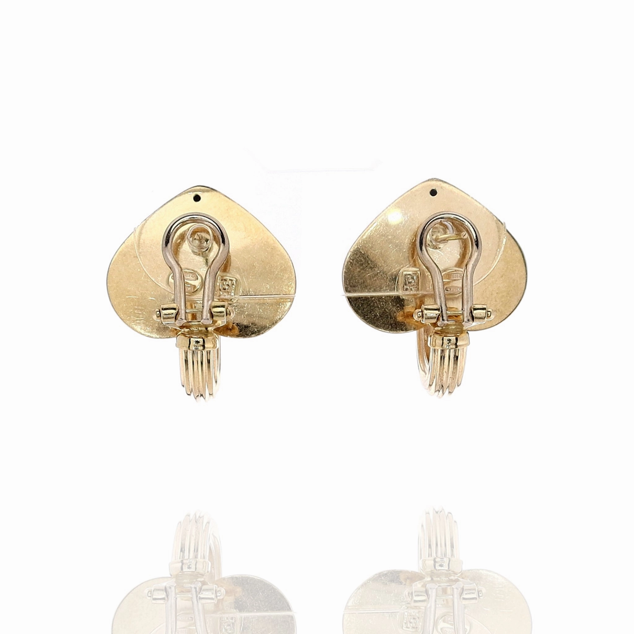 Estate 18k Yellow Gold Ribbed Spade Design Pierced/Clip-On Earrings