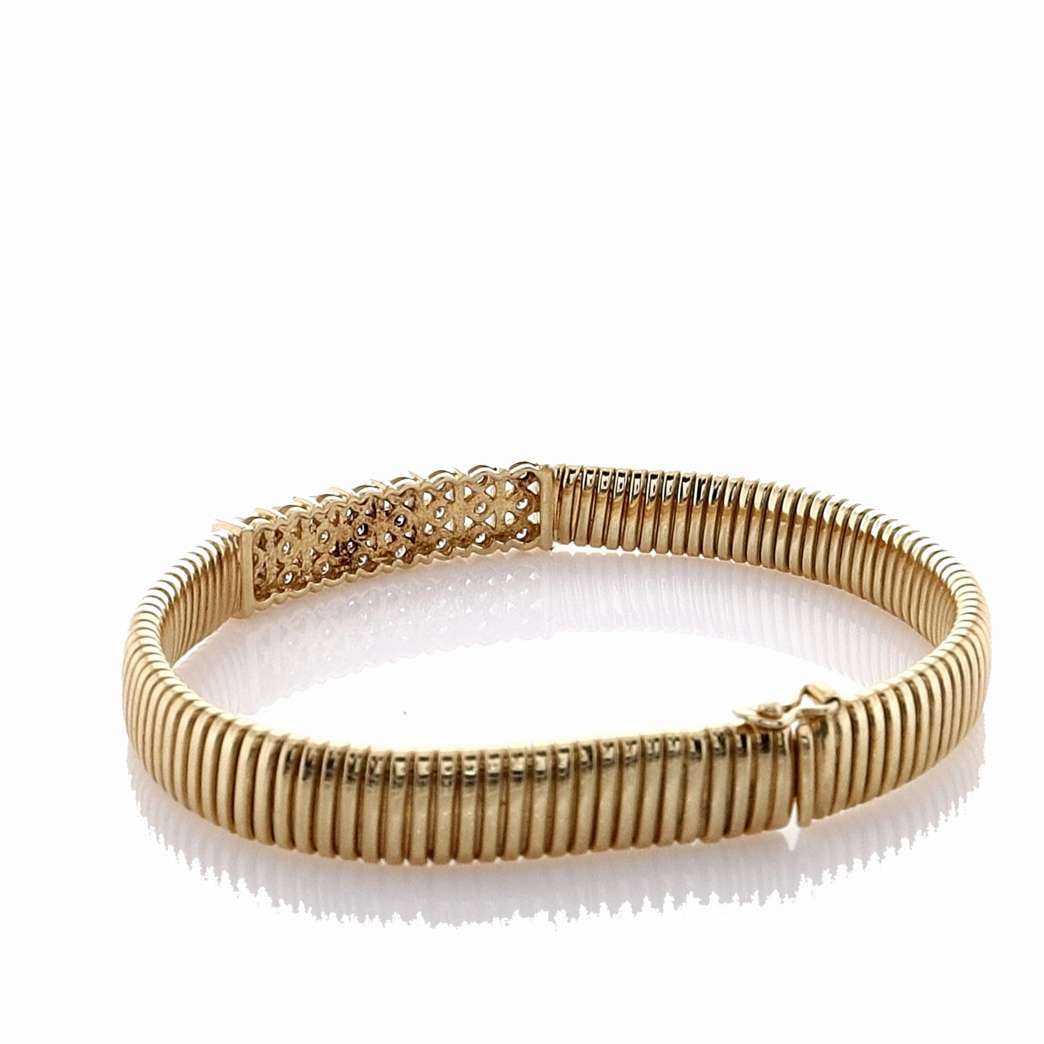 Estate 18k Yellow Gold Tubogas Link Diamond 7.5"  Bracelet