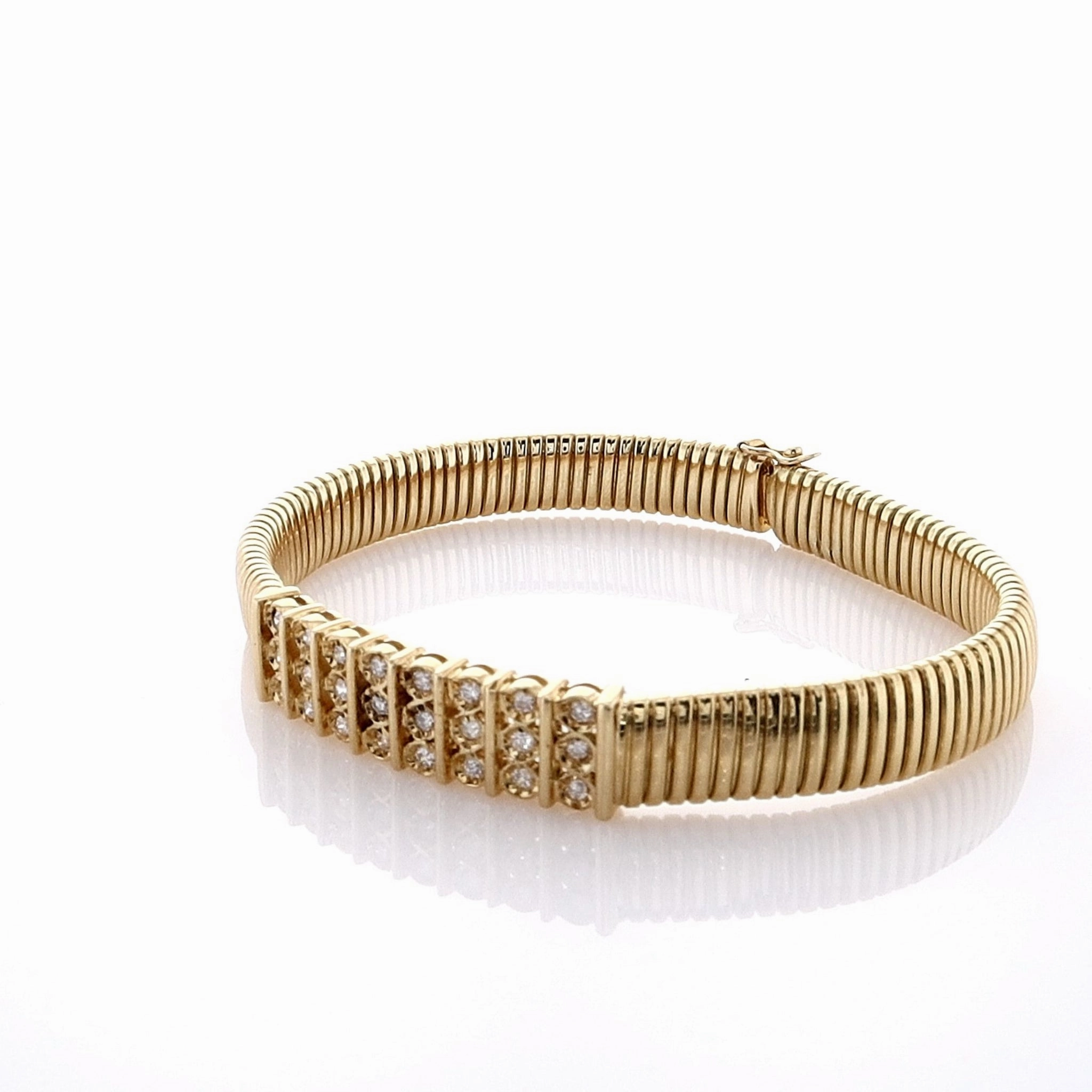 Estate 18k Yellow Gold Tubogas Link Diamond 7.5"  Bracelet