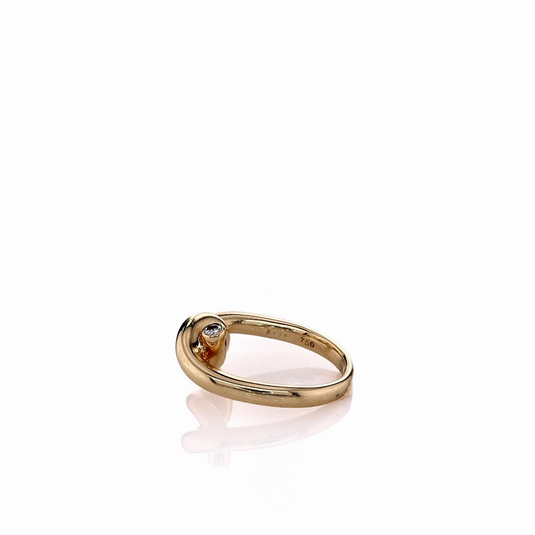 Estate 18k Yellow Gold Twisted Tube Design Diamond Ring