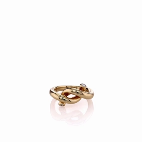 Estate 18k Yellow Gold Twisted Tube Design Diamond Ring