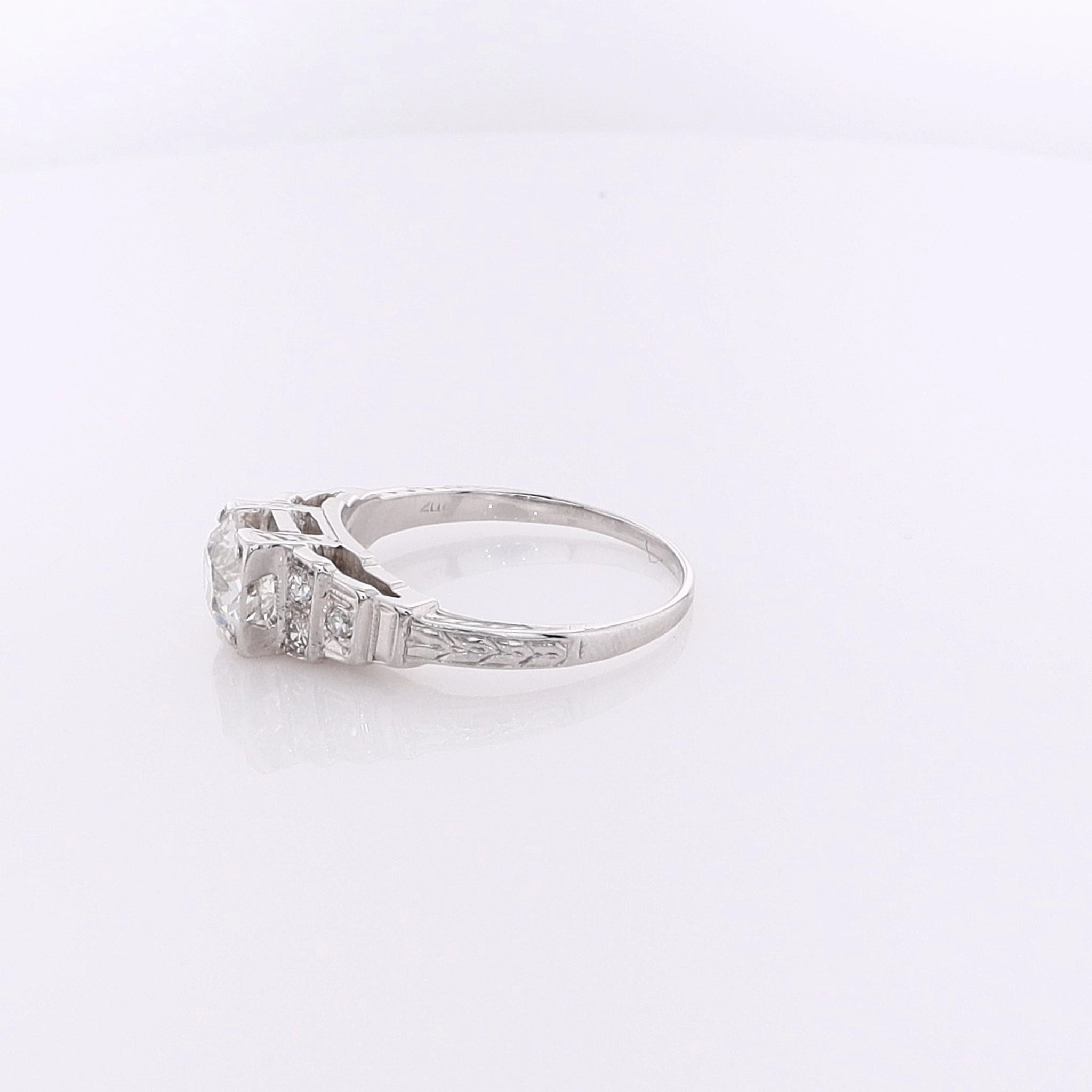 Estate 20 Karat White Gold Diamond Engagement Ring