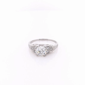 Estate 20 Karat White Gold Diamond Engagement Ring