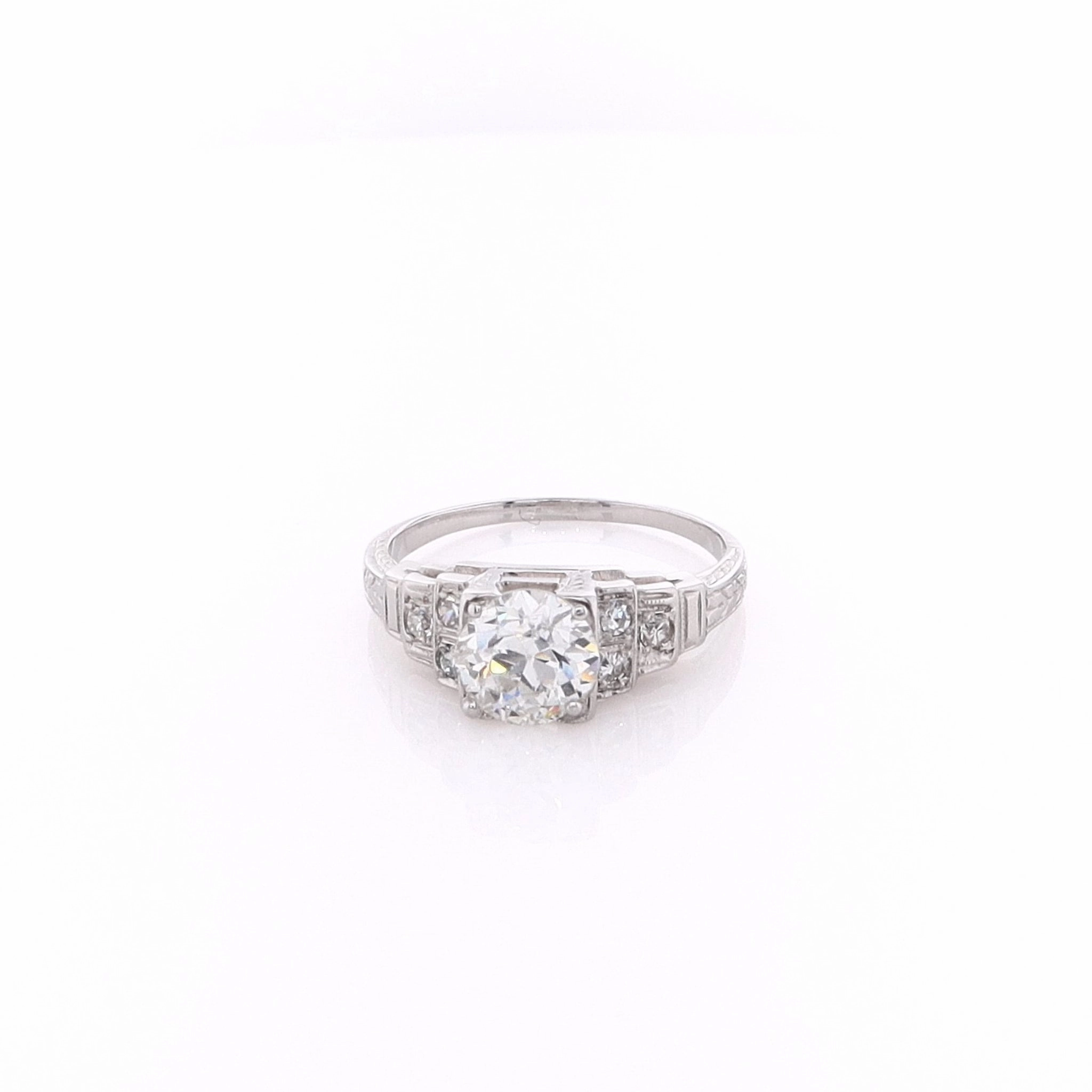 Estate 20 Karat White Gold Diamond Engagement Ring