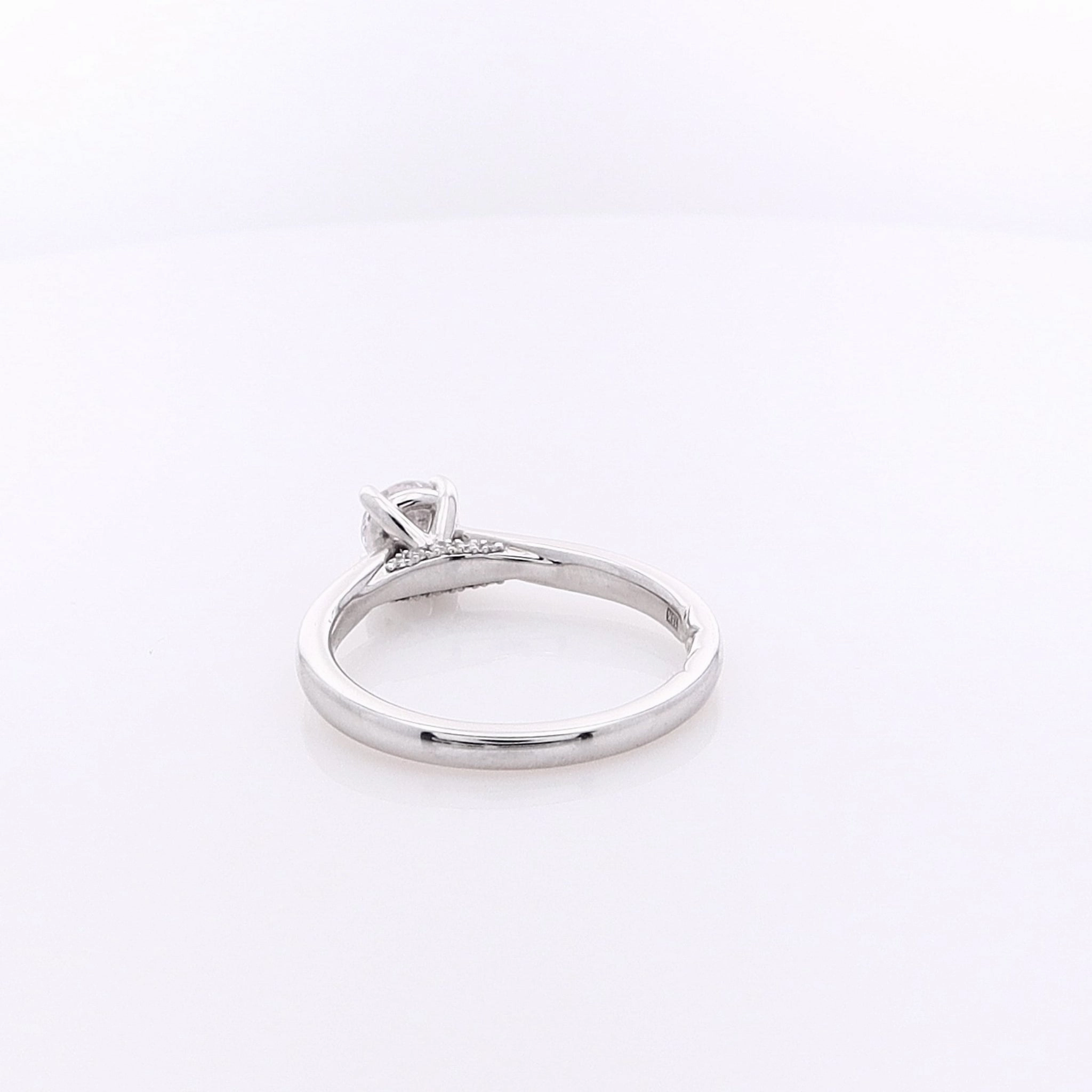 Estate A Jaffe 18 Karat White Gold Solitaire Cubic Zirconium and Diamond Under Gallery Ring