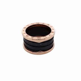 Estate Bvlgari Ring 18 Karat Rose Gold and Black Ceramic RIng Comes with Box