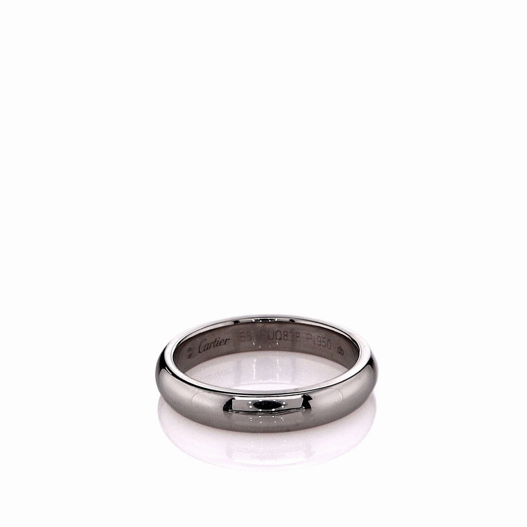 Estate Cartier Platinum 4mm Plain Polished Wedding Band