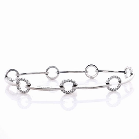 Estate Chimento 18k White Gold Circle Links and Polished Bar Diamond Bracelet