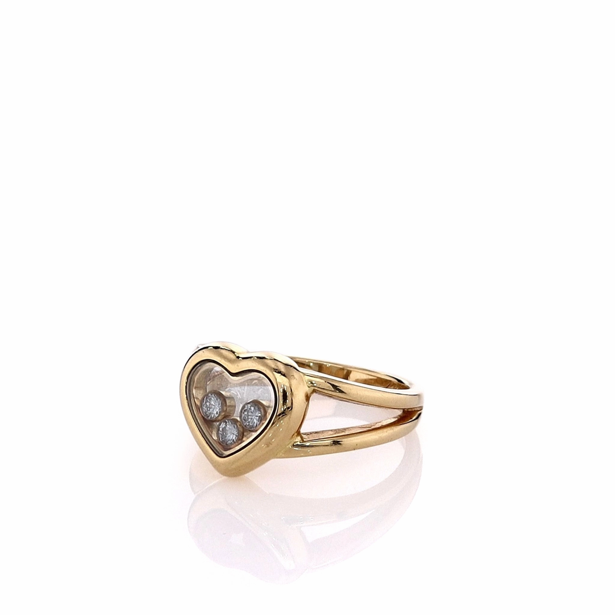 Estate Chopard 18k Yellow Gold Happy Diamonds Heart Ring
