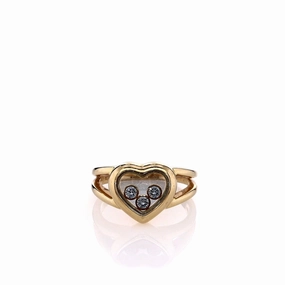 Estate Chopard 18k Yellow Gold Happy Diamonds Heart Ring