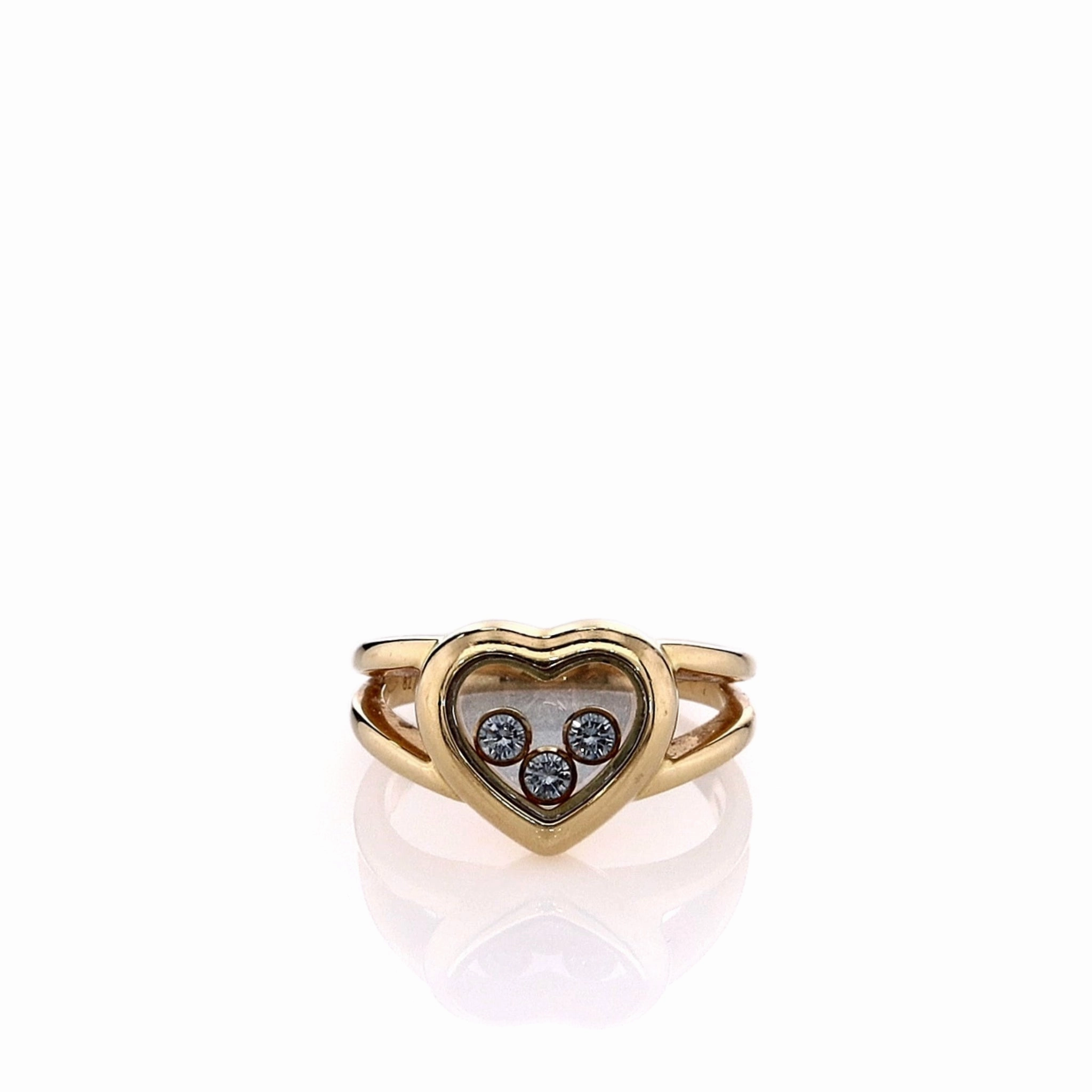 Estate Chopard 18k Yellow Gold Happy Diamonds Heart Ring