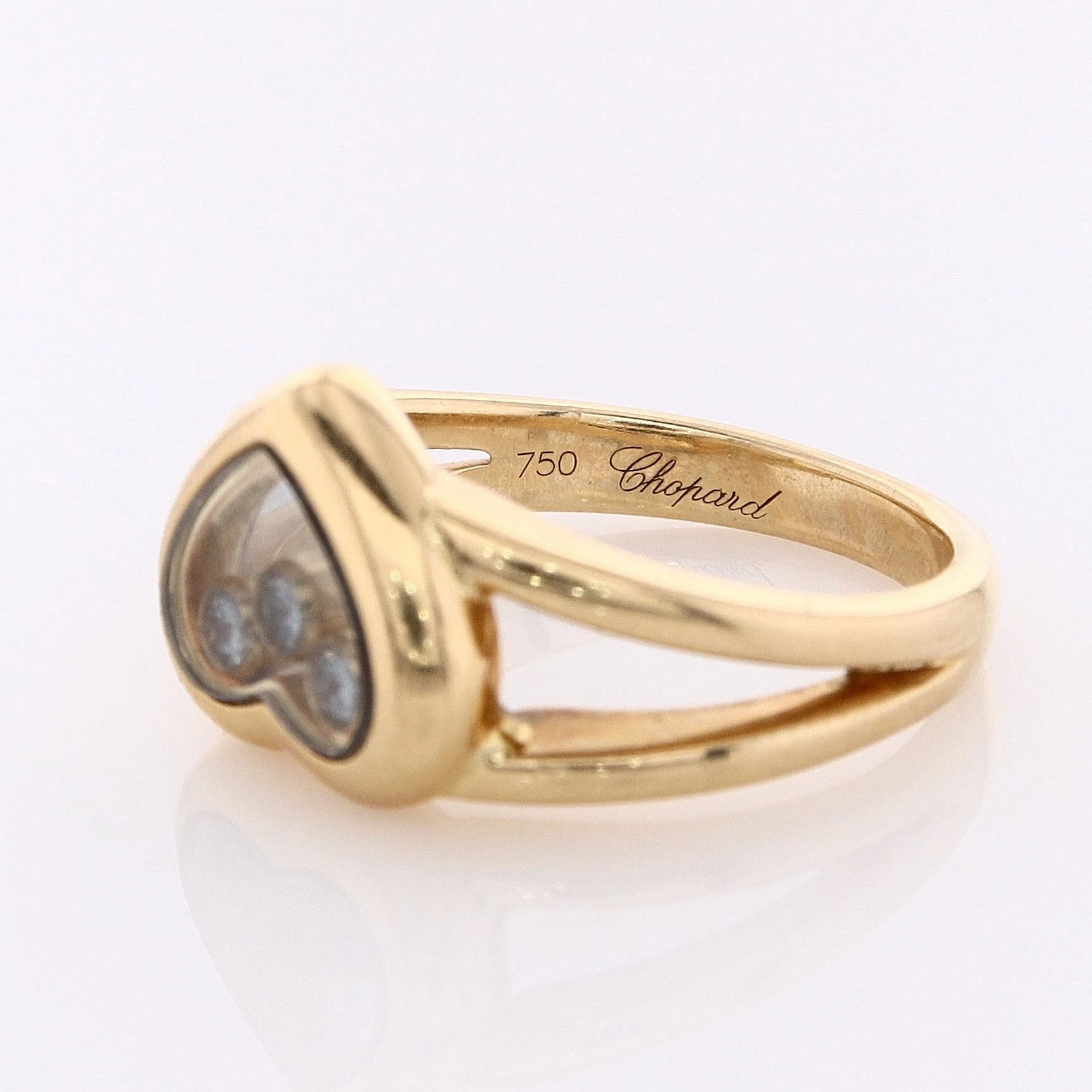 Estate Chopard 18k Yellow Gold Happy Diamonds Heart Ring
