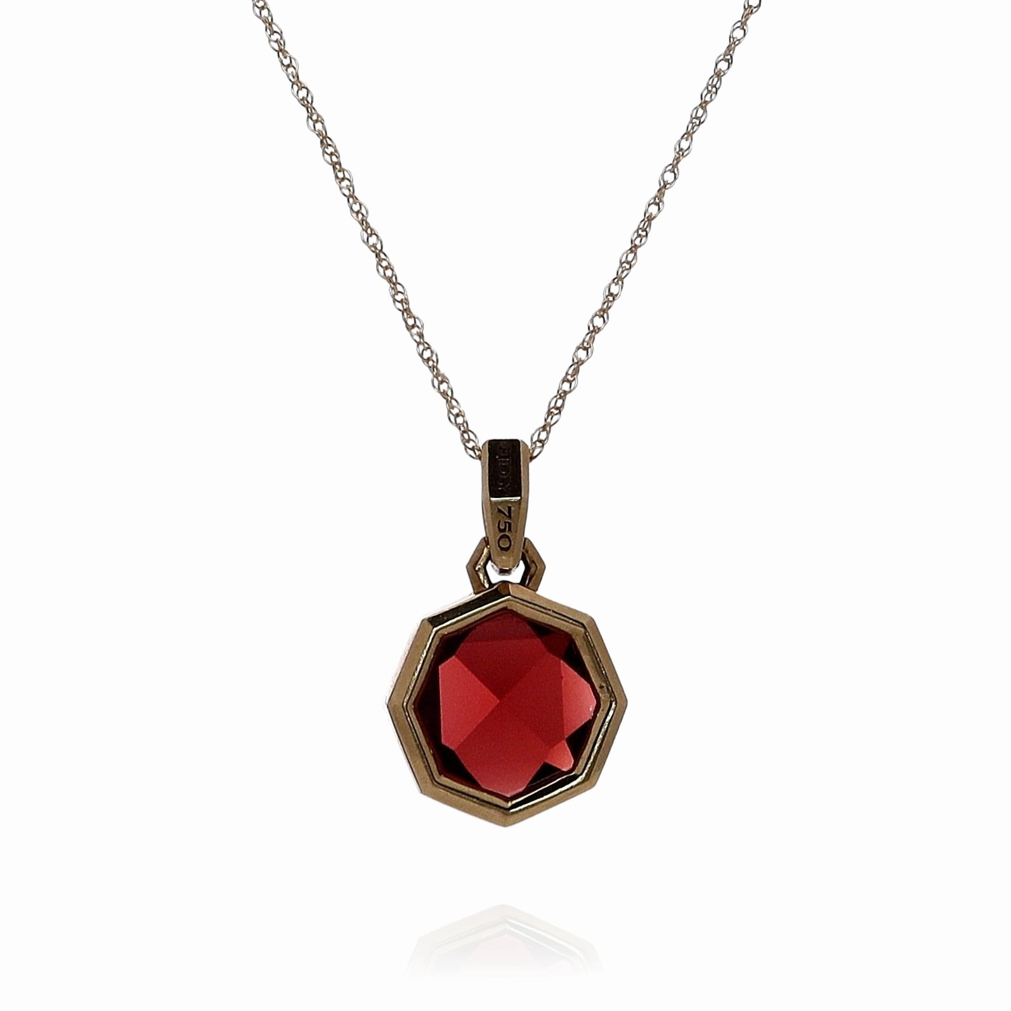 Estate David Yurman 18k Yellow Gold Faceted Garnet Amulet Pendant *No Chain*
