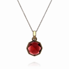 Estate David Yurman 18k Yellow Gold Faceted Garnet Amulet Pendant *No Chain*