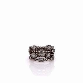 Estate David Yurman Sterling Silver 4 Row Diamond Confetti Ring
