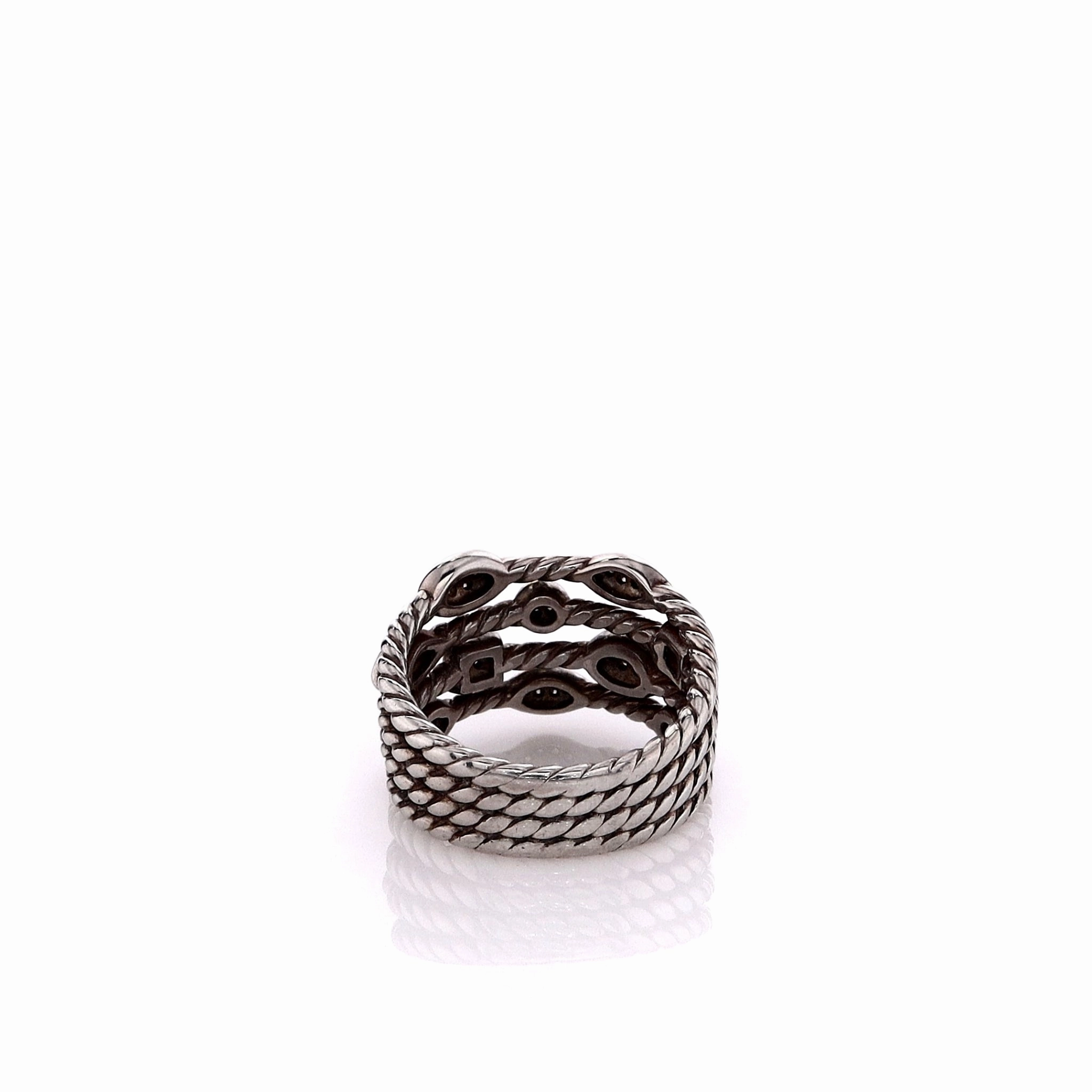 Estate David Yurman Sterling Silver 4 Row Diamond Confetti Ring
