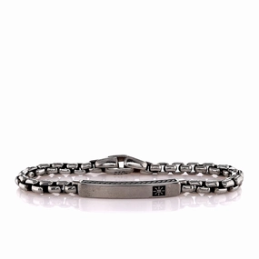 Estate David Yurman Sterling Silver 7" Box Link Chain ID Bracelet