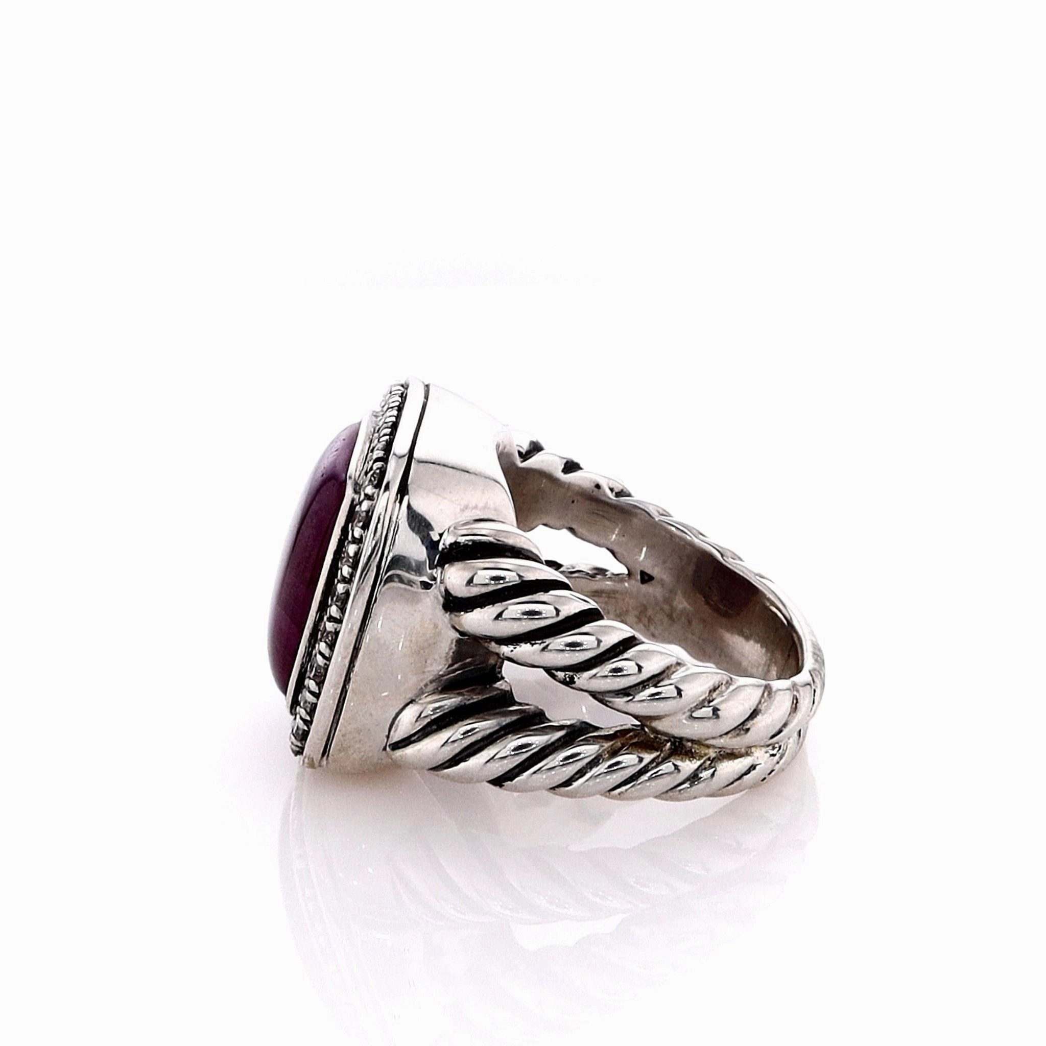 Estate David Yurman Sterling Silver Albion Ruby and Diamond Ring