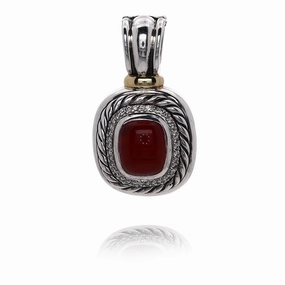 Estate David Yurman Sterling Silver and 18 Karat Yellow Gold Carnelian and Diamond Enhancer