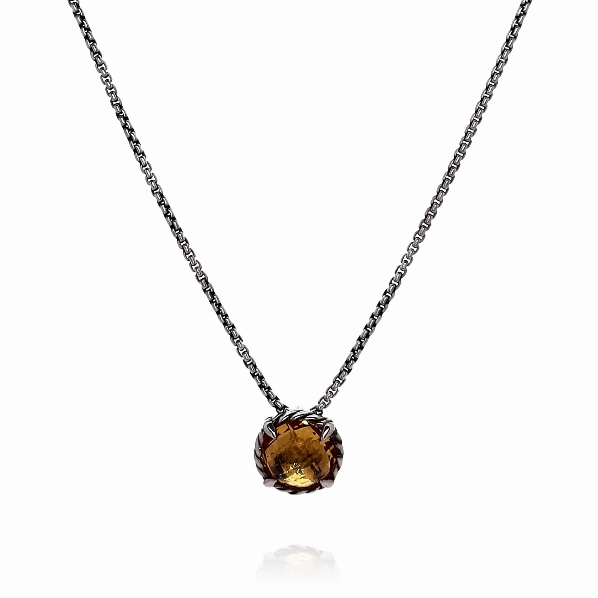 Estate David Yurman Sterling Silver Chatelaine Collection Citrine Chain Pendant Necklace