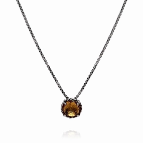 Estate David Yurman Sterling Silver Chatelaine Collection Citrine Chain Pendant Necklace