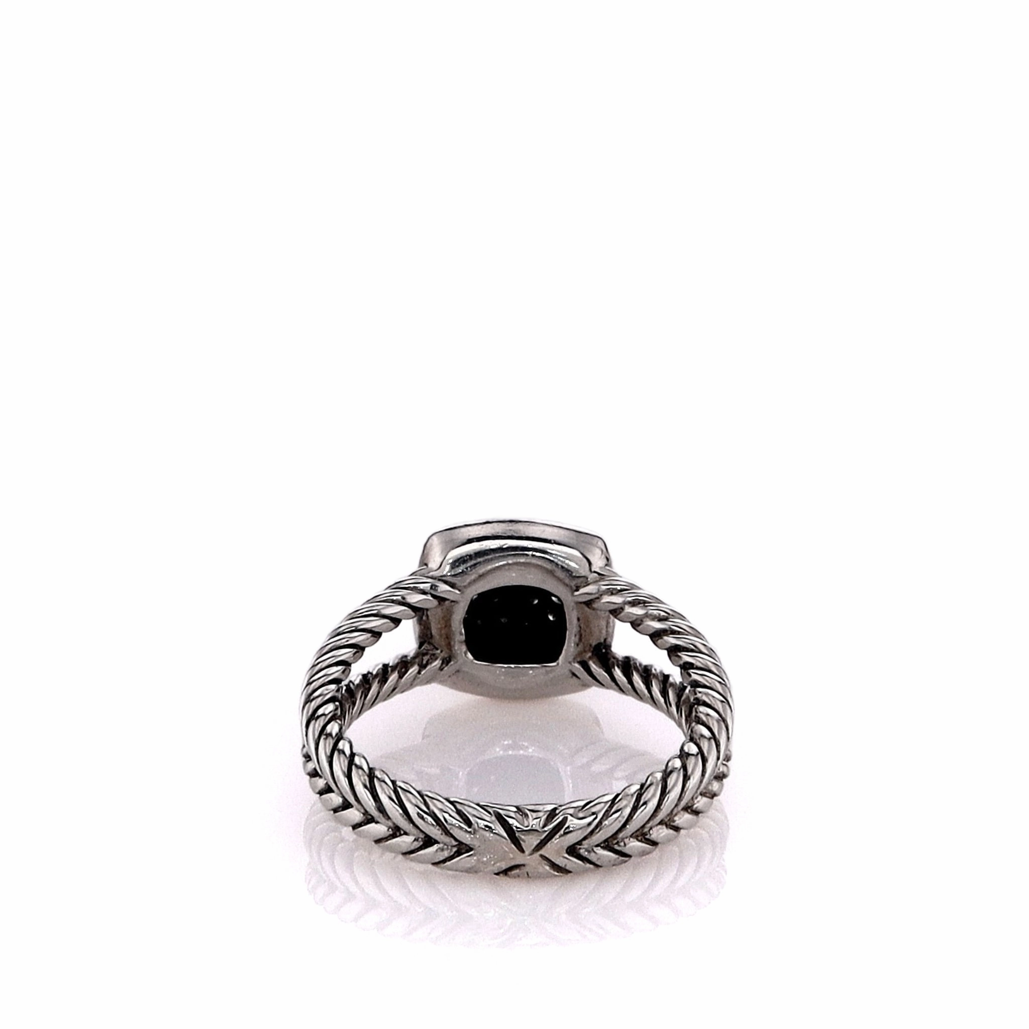 Estate David Yurman Sterling Silver Petite Albion Diamond Split Shank Ring