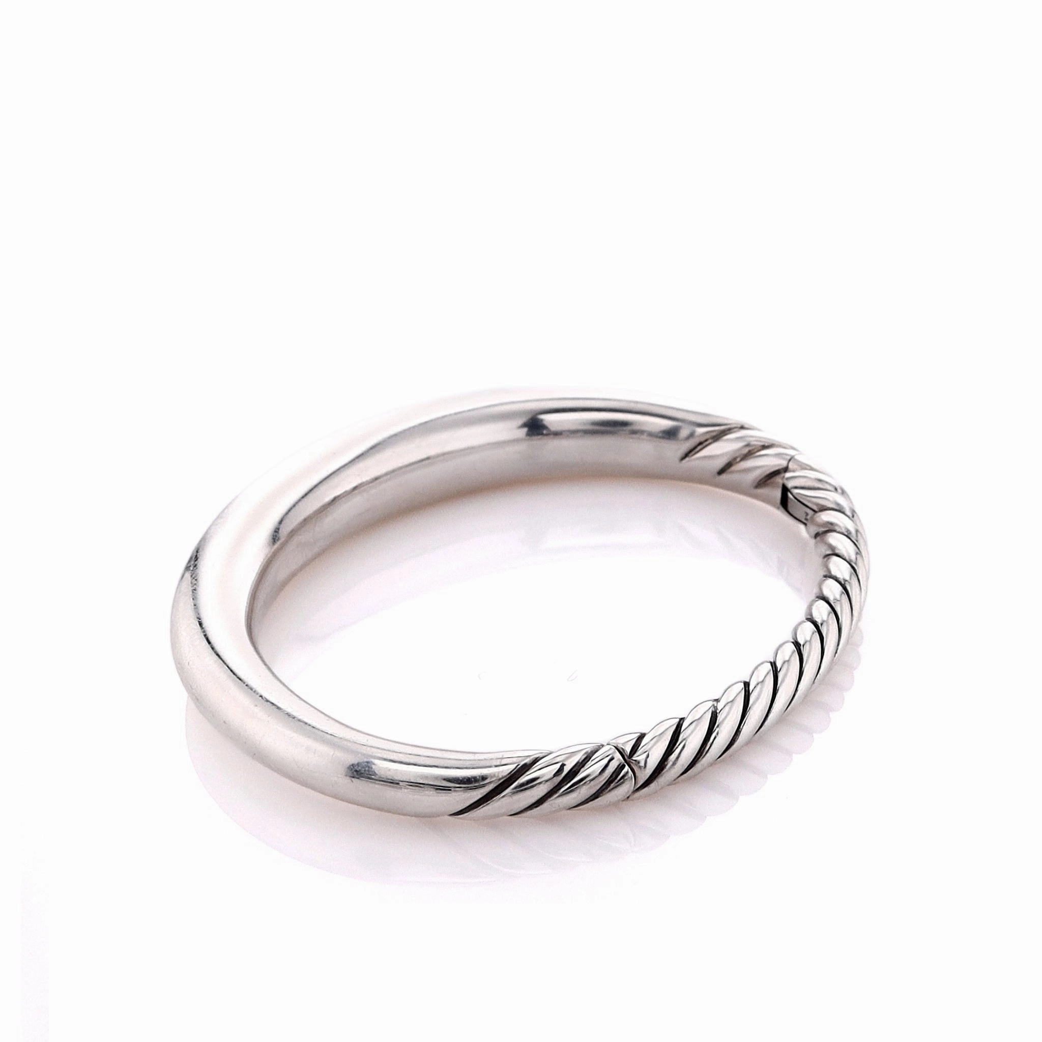 Estate David Yurman Sterling Silver Pure Form Smooth Bangle Hinged Bracelet