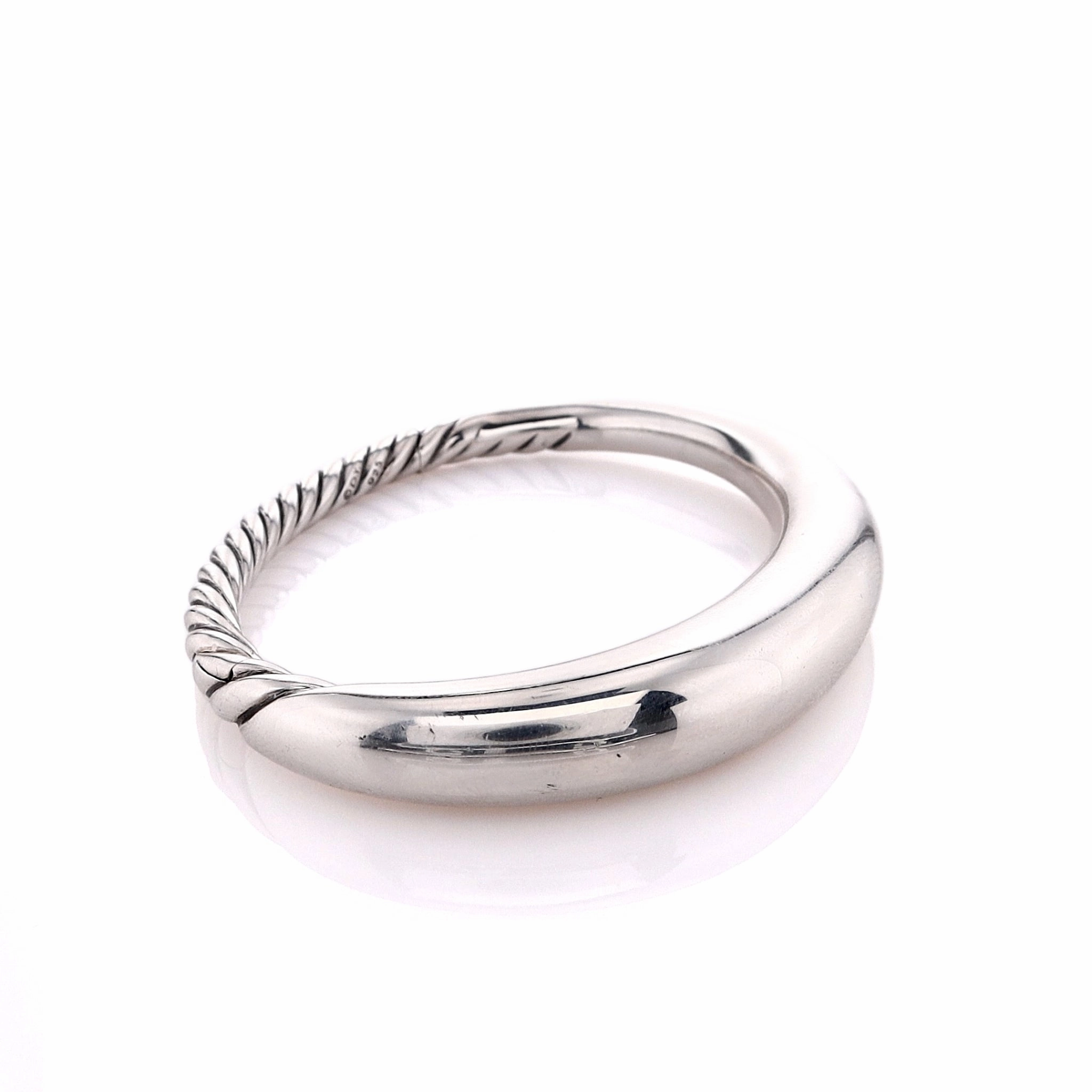 Estate David Yurman Sterling Silver Pure Form Smooth Bangle Hinged Bracelet