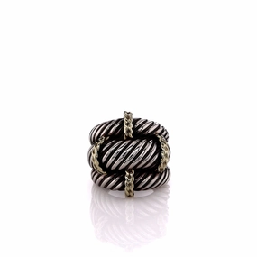 Estate David Yurman Two-Tone 3 Row Cable With Gold Accents Domed Ring