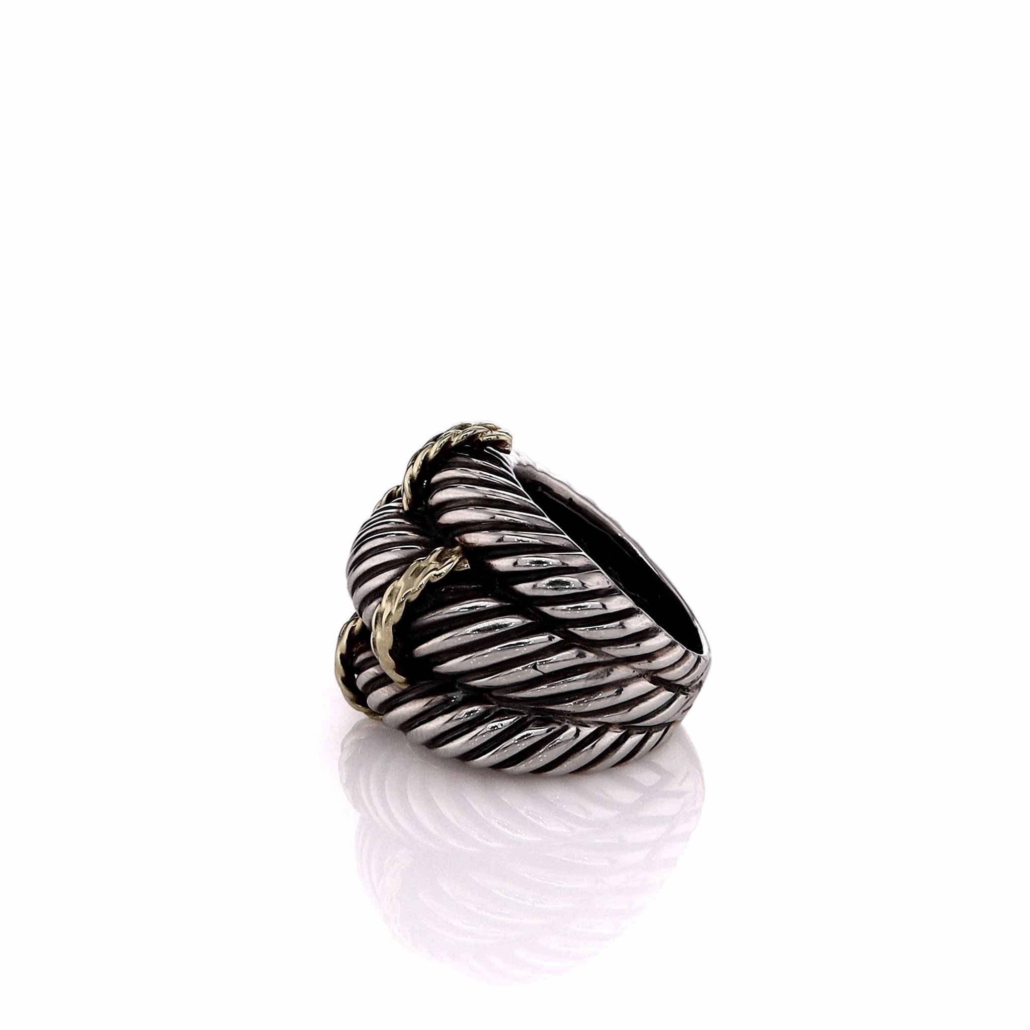Estate David Yurman Two-Tone 3 Row Cable With Gold Accents Domed Ring