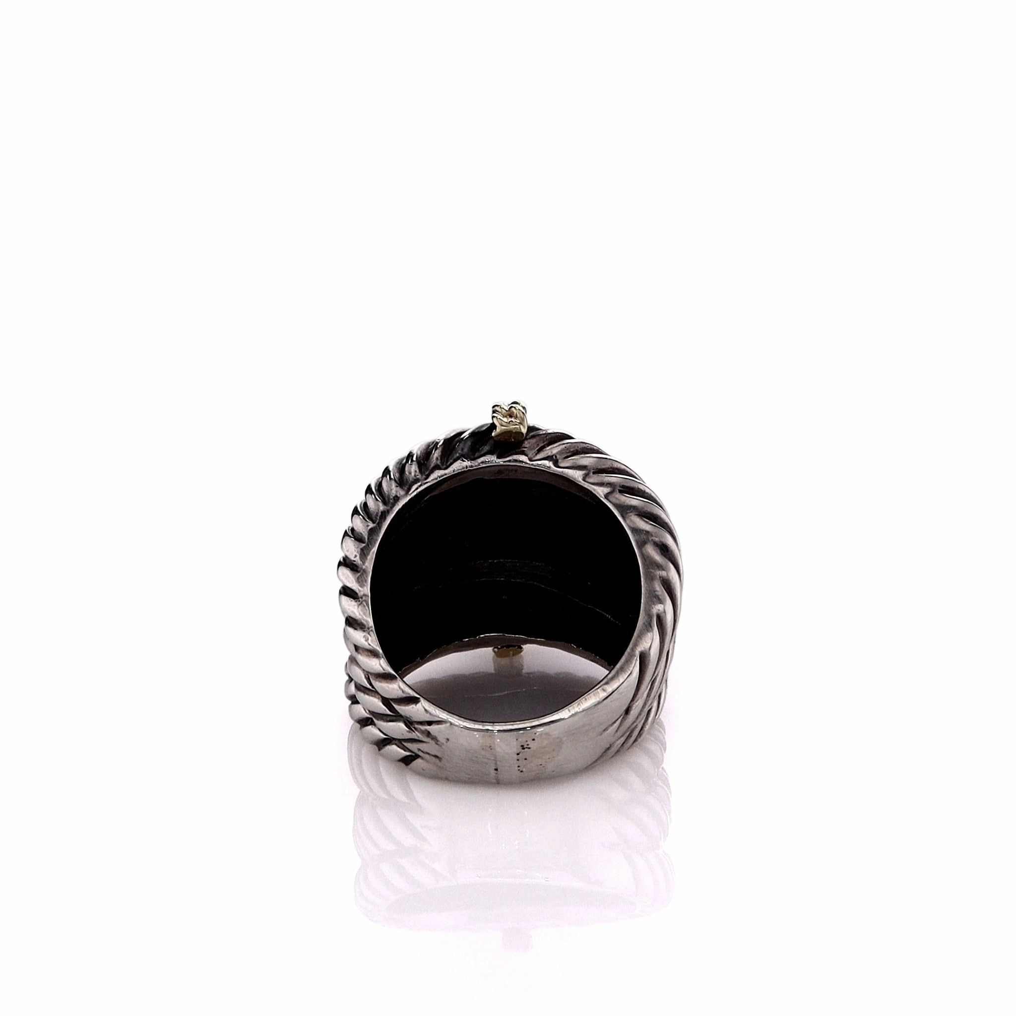 Estate David Yurman Two-Tone 3 Row Cable With Gold Accents Domed Ring