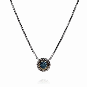 Estate David Yurman Two-Tone Cookie Collection Clue Topaz Chain Pendant Necklace
