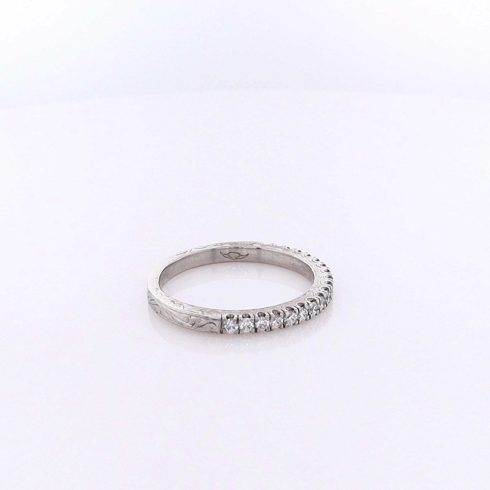 Estate Flyer Fit 18 Karat White Gold Vintage Diamond Wedding Band